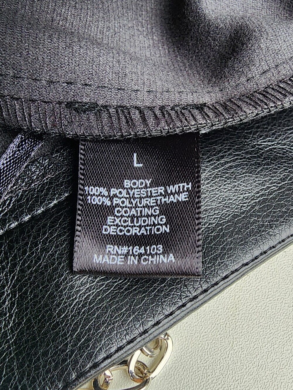 Say What Women's Faux Leather Black Skirt Silver Chain Lock Mini Zip Sz L - Picture 8 of 9